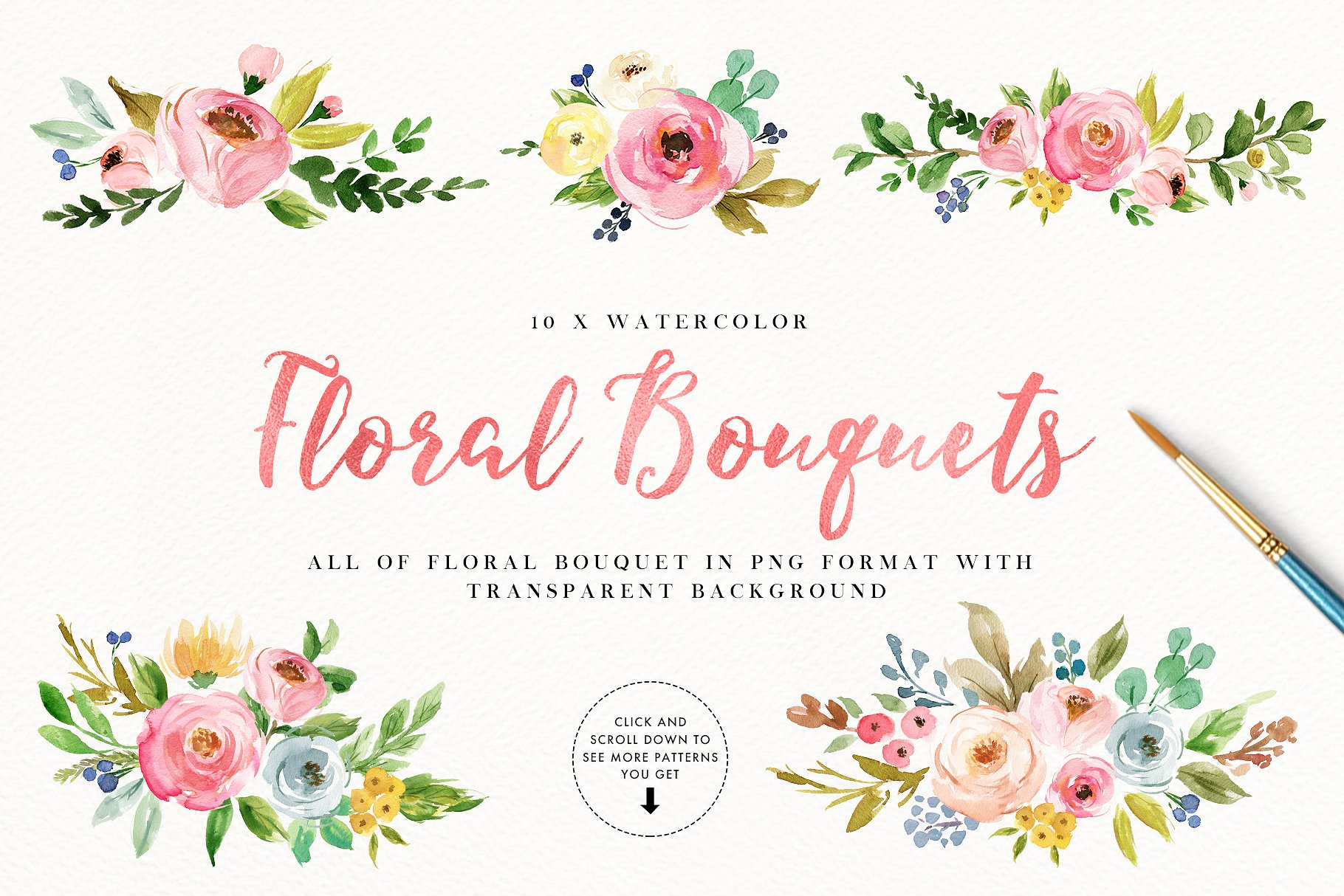 浪漫水彩花卉插画设计套装 Watercolor Romantic Flower插图(2)