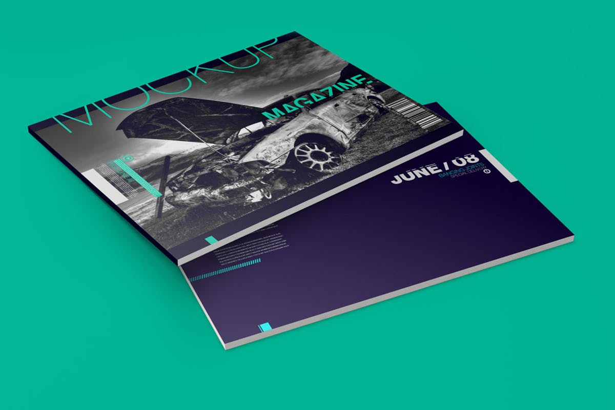 A4时尚杂志宣传册样机模板 Horizontal A4 Magazine Catalog Mockup插图