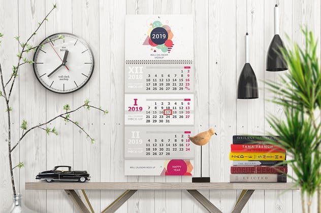 室内墙面挂历样机模板V2 Wall Calendar Mockups 02插图(1)