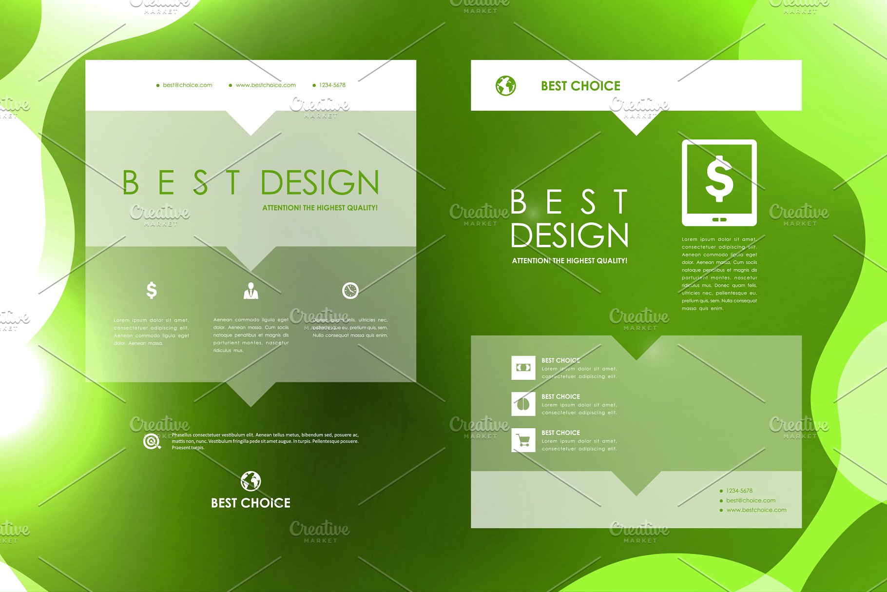 荧光DNA链条抽象图形画册模板 Set of Beautiful Brochures插图(18)