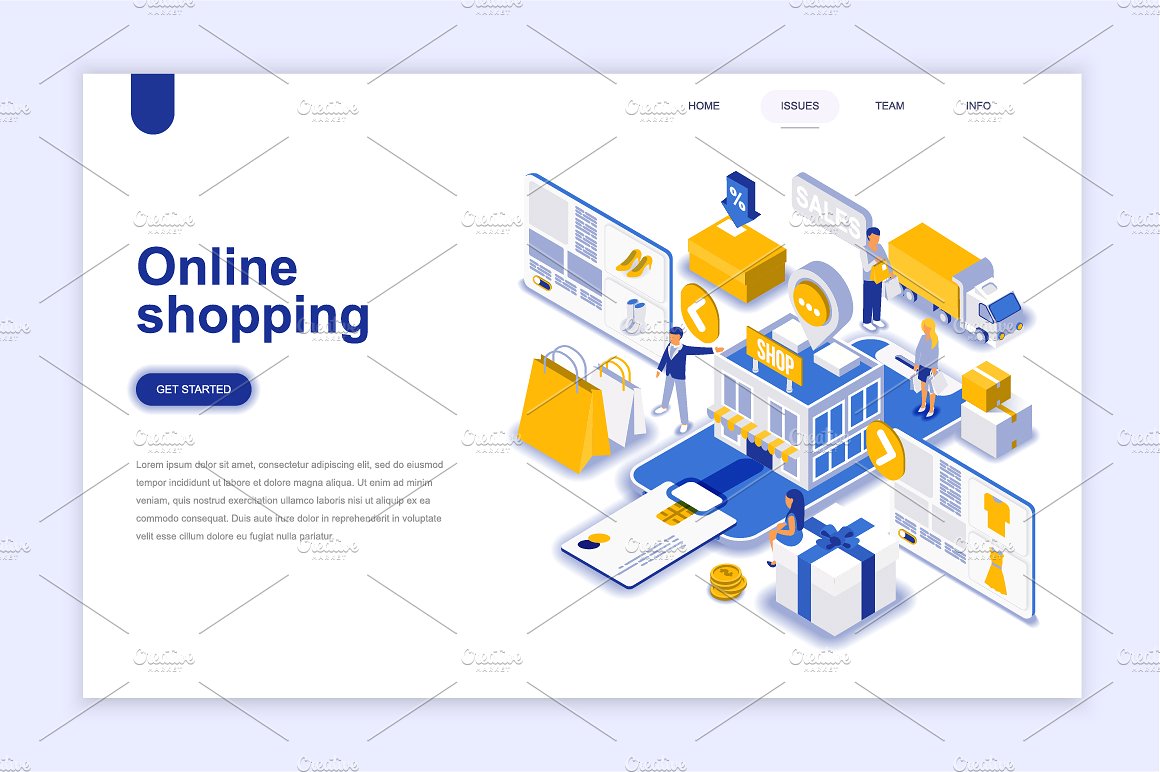 现代扁平设计网站着陆页等距概念插图集 Landing Page Templates插图(11)