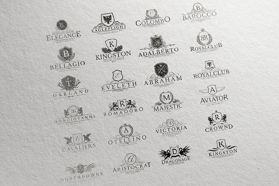 24款复古风格文字图形Logo设计模板 24 Crest Logos Bundle Vol.2插图(4)