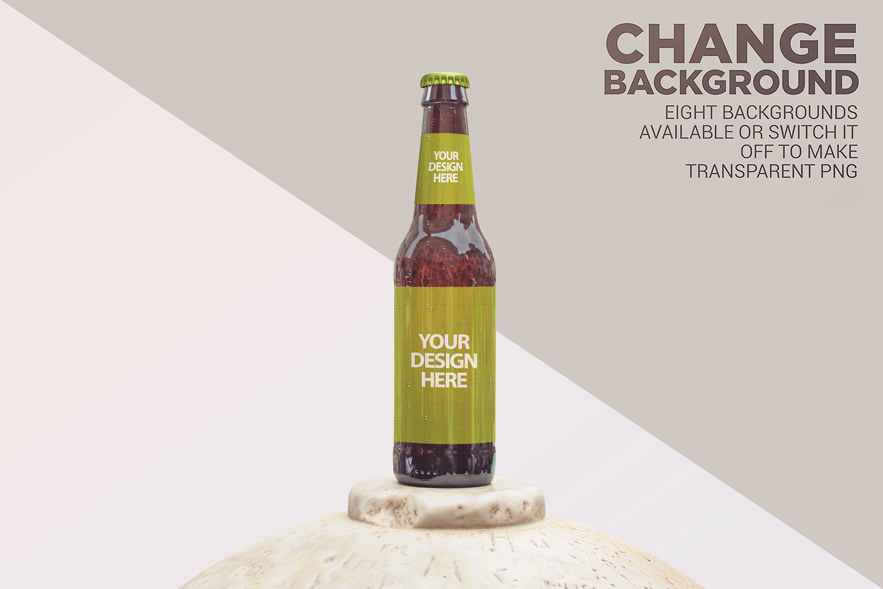 啤酒瓶外观设计效果图实景演示样机 Beer Presentation Mockup插图(1)