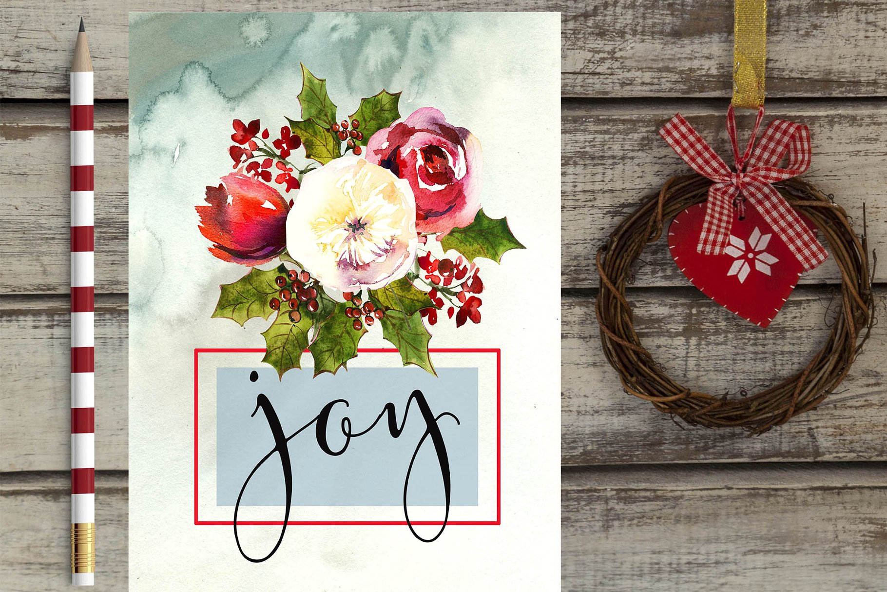 圣诞水彩剪辑集（一堆圣诞元素） Holly Steams Christmas Watercolors插图(17)