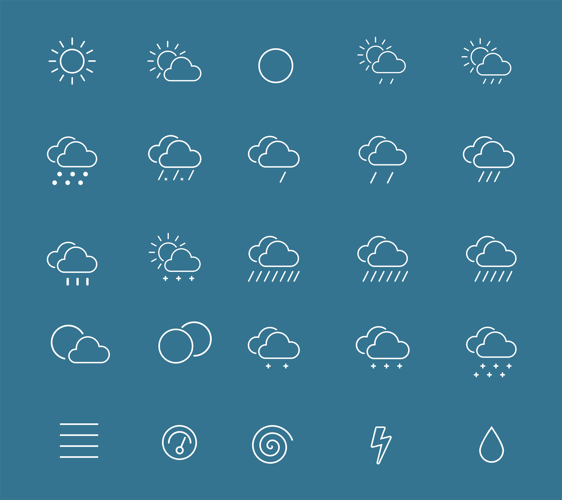 25 枚线性天气图标
