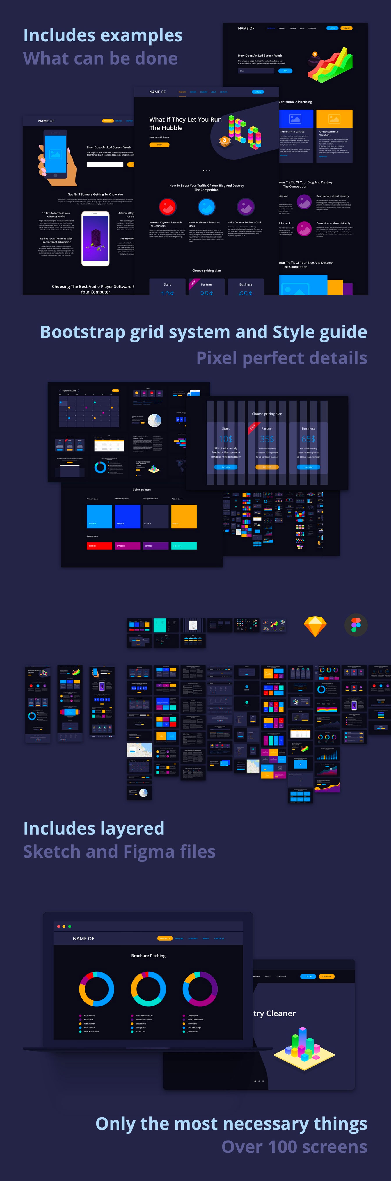 素材库下午茶：黑色酷炫的产品业务数据网站UI kits模版下载 [Sketch]