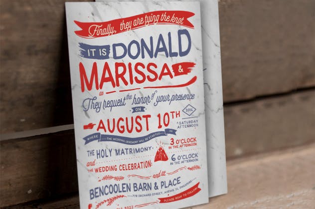 复古手写字体婚礼邀请函设计模板套装Vol.2 Vintage Hand Lettering Wedding Invitation Vol II插图(5)