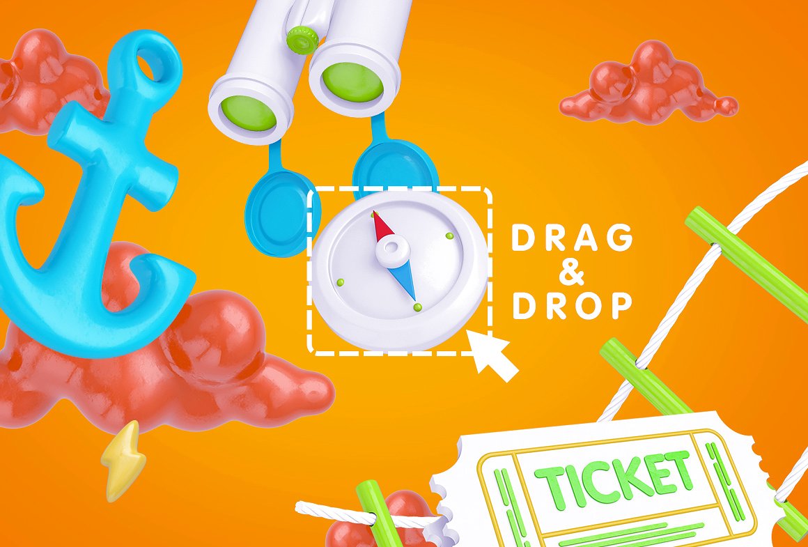 Bright Travel Items Scene Generator卡通风格的旅游物品展示样机下载 1.38 GB[psd]插图(12)