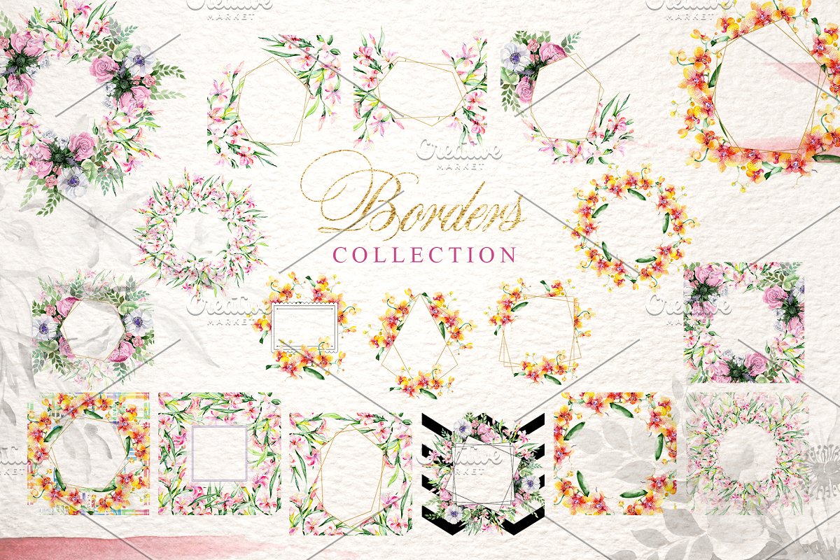 华丽的花束水彩PNG剪贴画套装插图(7)
