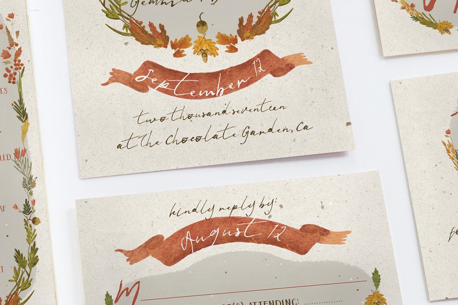 秋季花卉婚礼设计素材套装 Autumn Floral Wedding Suite插图(2)