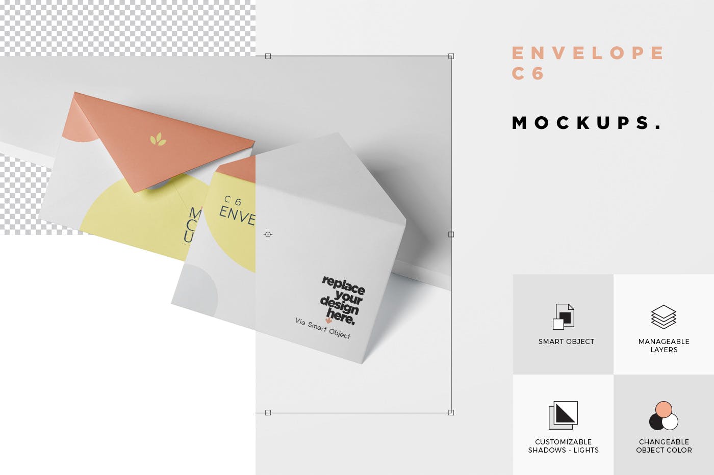 C6规格企业信封设计效果图素材库精选 Envelope C6 Mock-Up Set插图(3)