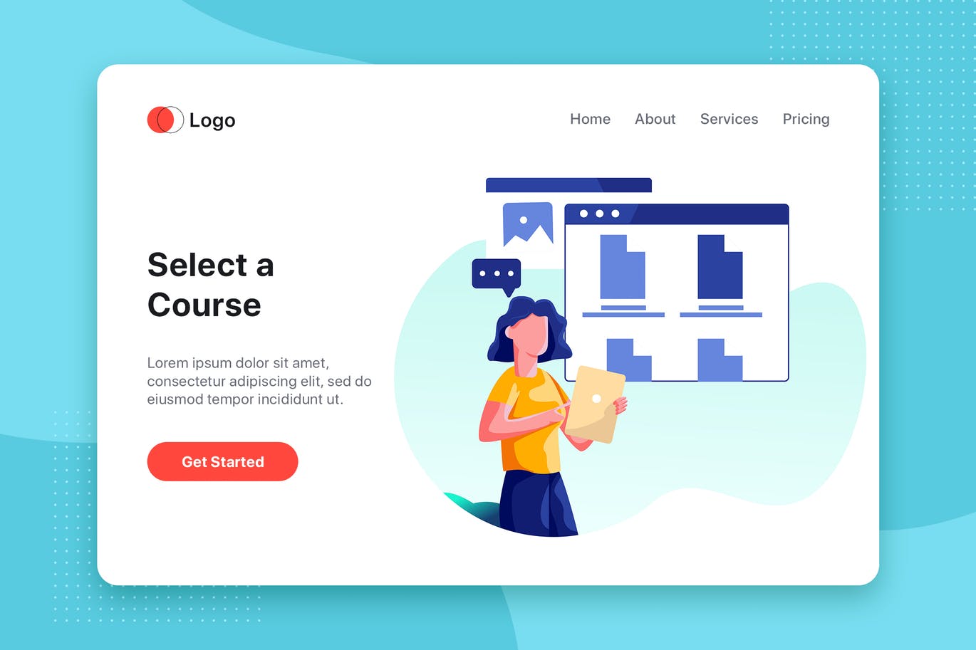 网络课堂矢量素材库精选概念插画设计素材v1 Online E-learning Illustration concept插图