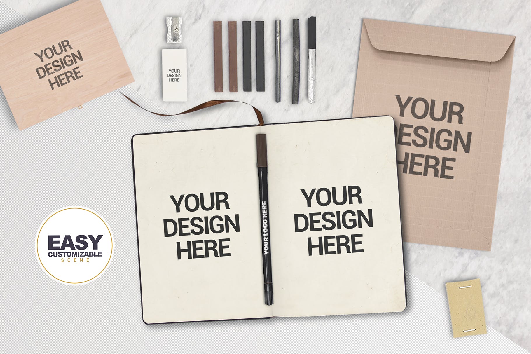 素描绘画场景作品预览图样机模板 Sketch Scene Creator插图(1)