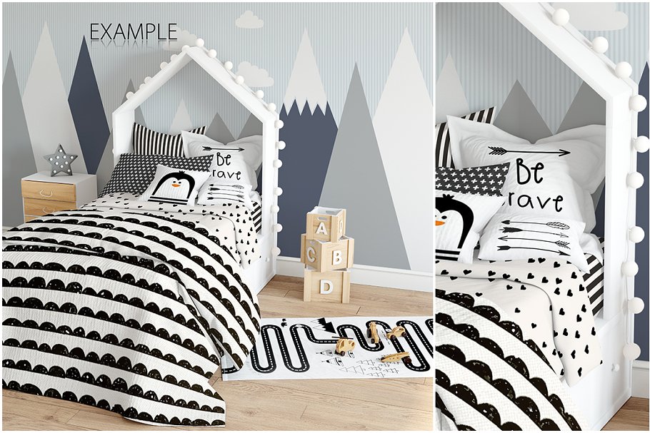 儿童室内织物样机模板 KIDS Interior Fabric Mockup Pack – 1插图(14)