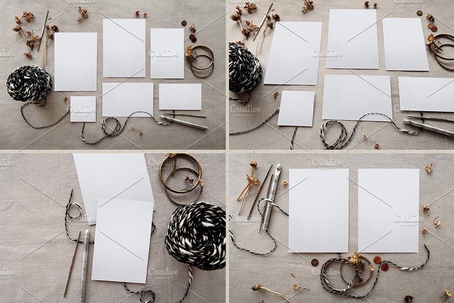 乡村婚礼邀请物料样机 Rustic Wedding Invitation Mockup插图(1)