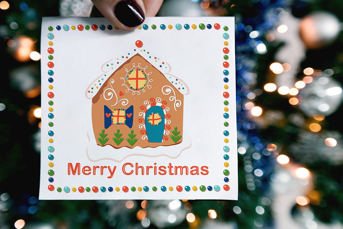 姜饼糖果乐园圣诞节矢量手绘图案背景素材 Gingerbread Candy Land插图(4)