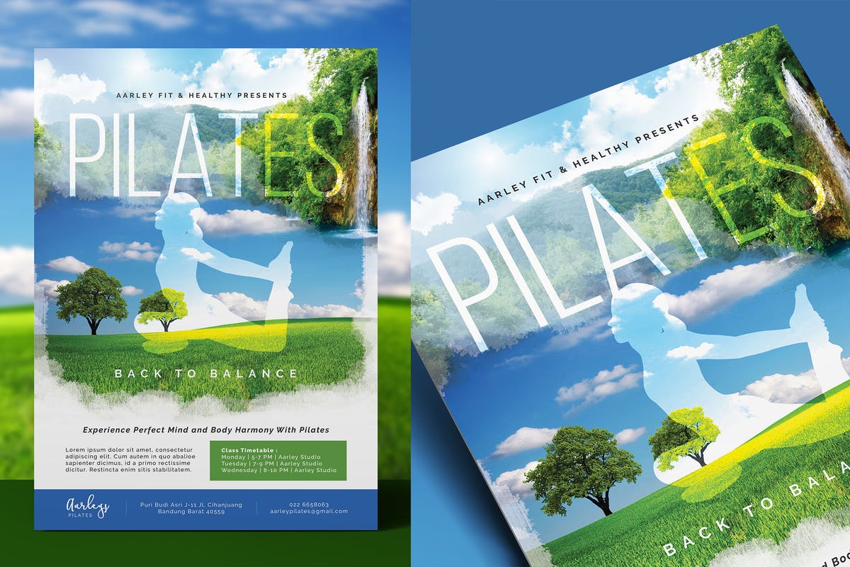 普拉提健身体操活动传单模板 Pilates Flyer插图