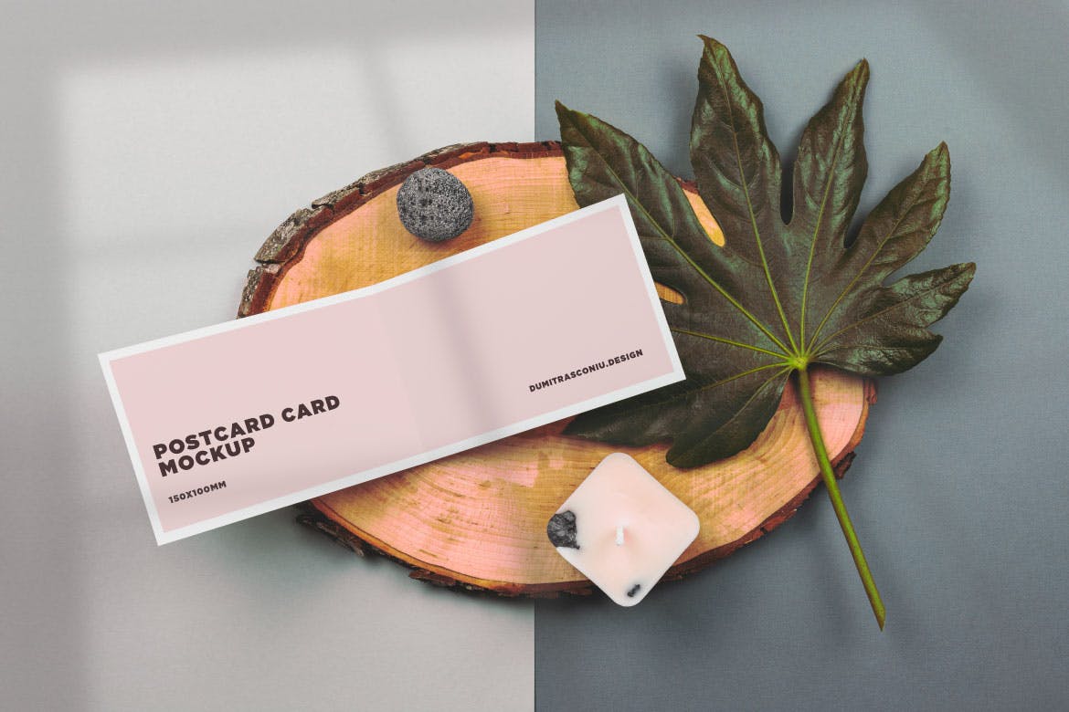 鲜花背景名片和明信片设计效果样机模板 Natural Scene – Business cards & postcard mockup插图(4)