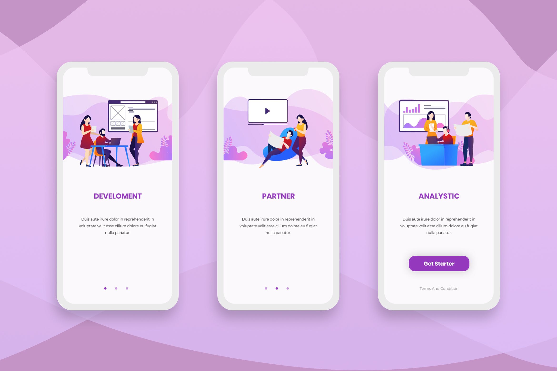 创业场景插画APP应用启动页设计模板 Onboarding Screens Mobile App插图
