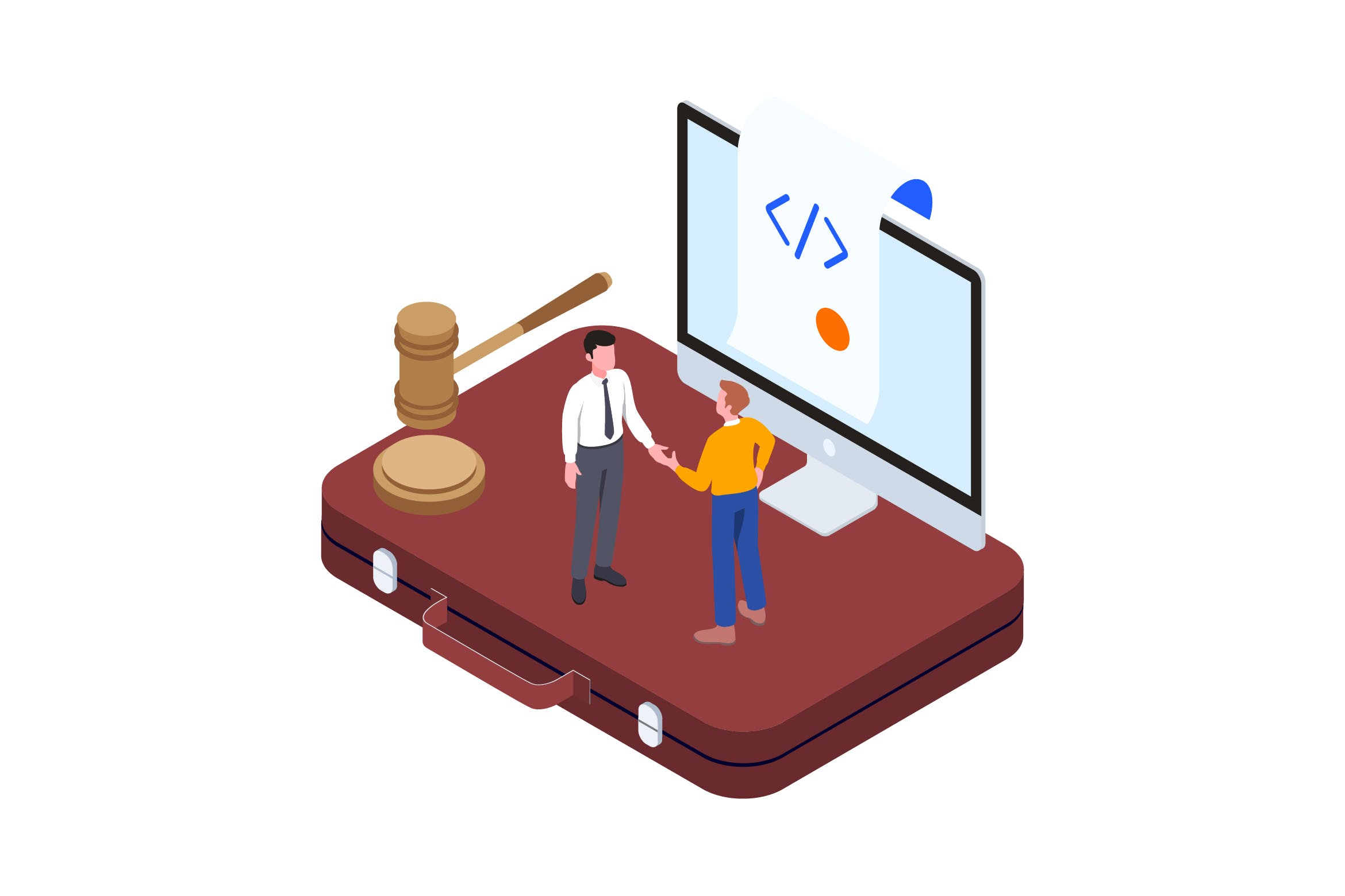 区块链技术智能合约概念插画素材v9 Smart Contract on Blockchain Isometric  9 – TU插图