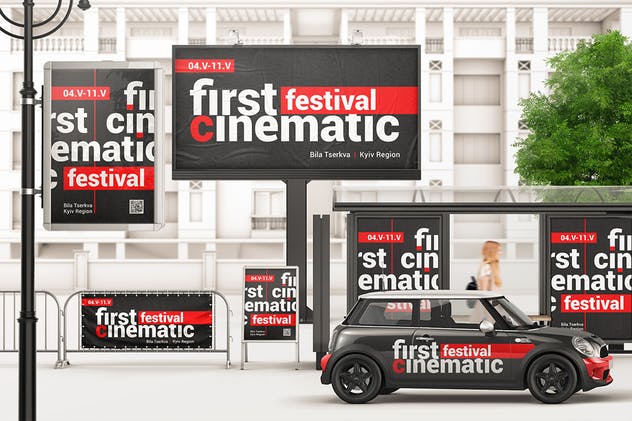 户外海报广告样机展示模板 Outdoor Advertising Mockup插图(1)