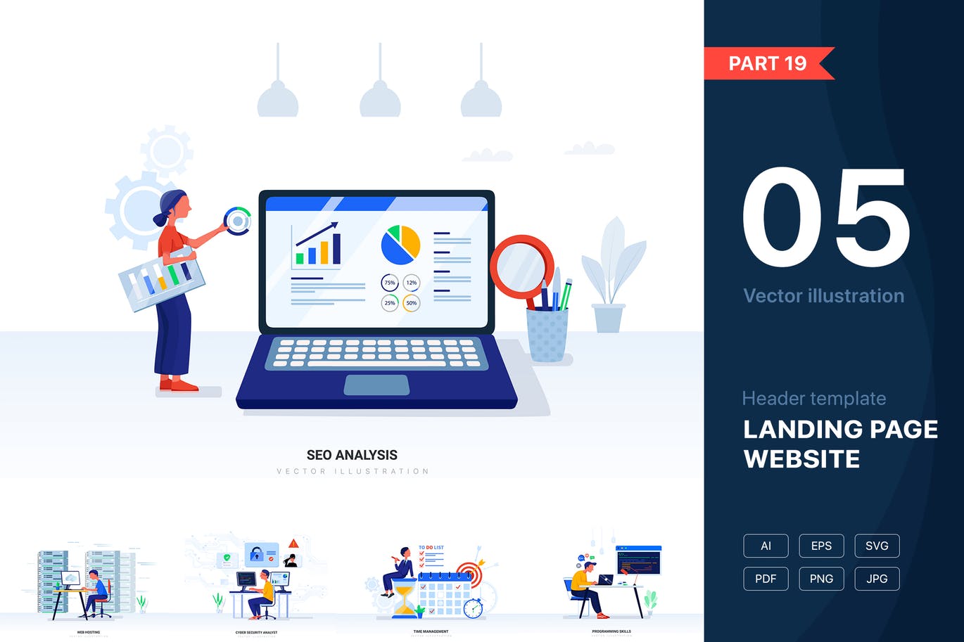 技术主题网站设计矢量插画素材集v19 [Part 19] Technology Vector Illustration Set插图