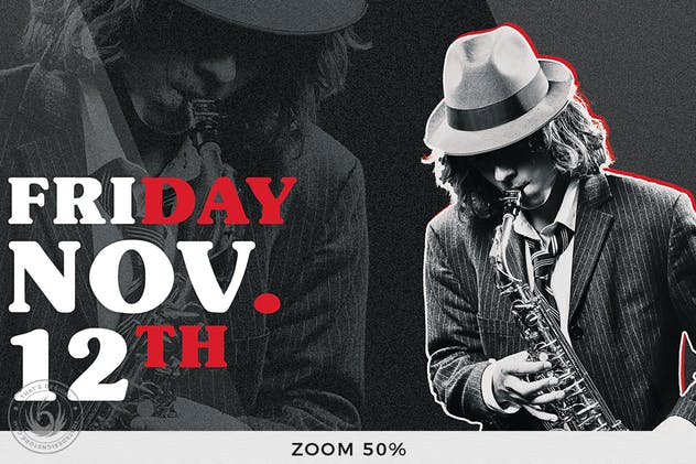 爵士音乐节传单海报设计模板V3 Jazz Festival Flyer Template V3插图(6)