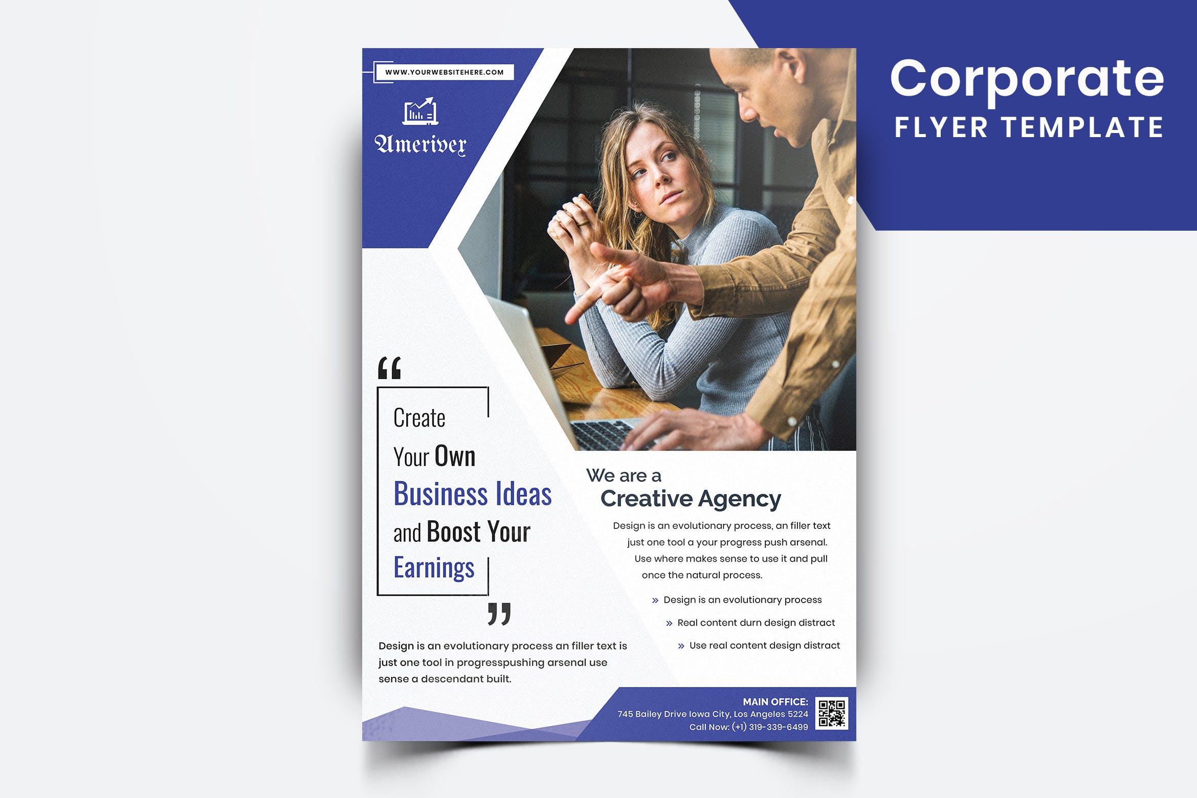 现代设计风格企业公司机构通用宣传单模板v07 Corporate Flyer Template-07插图