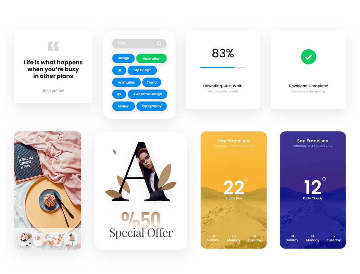 100个APP＆Web原型UI界面设计元素下载 Web Elements插图(4)