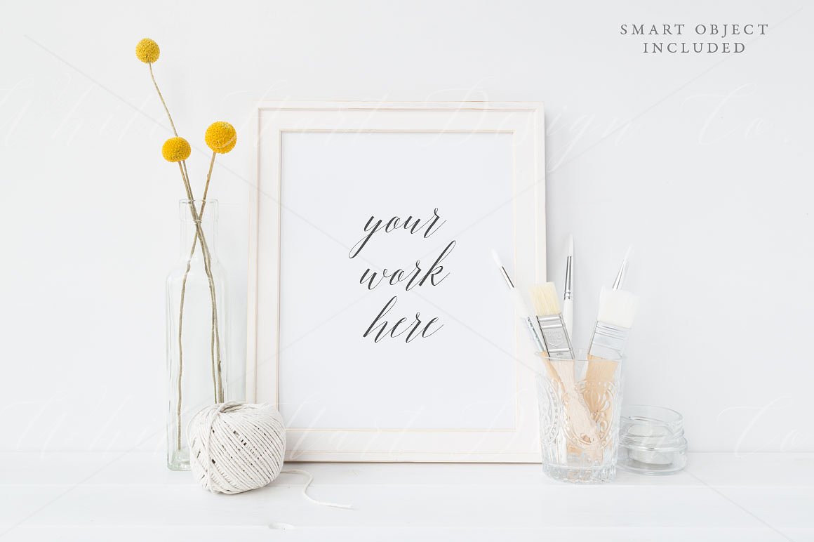 简约桌面画框相框样机 Frame mockup – Rustic/Artist插图