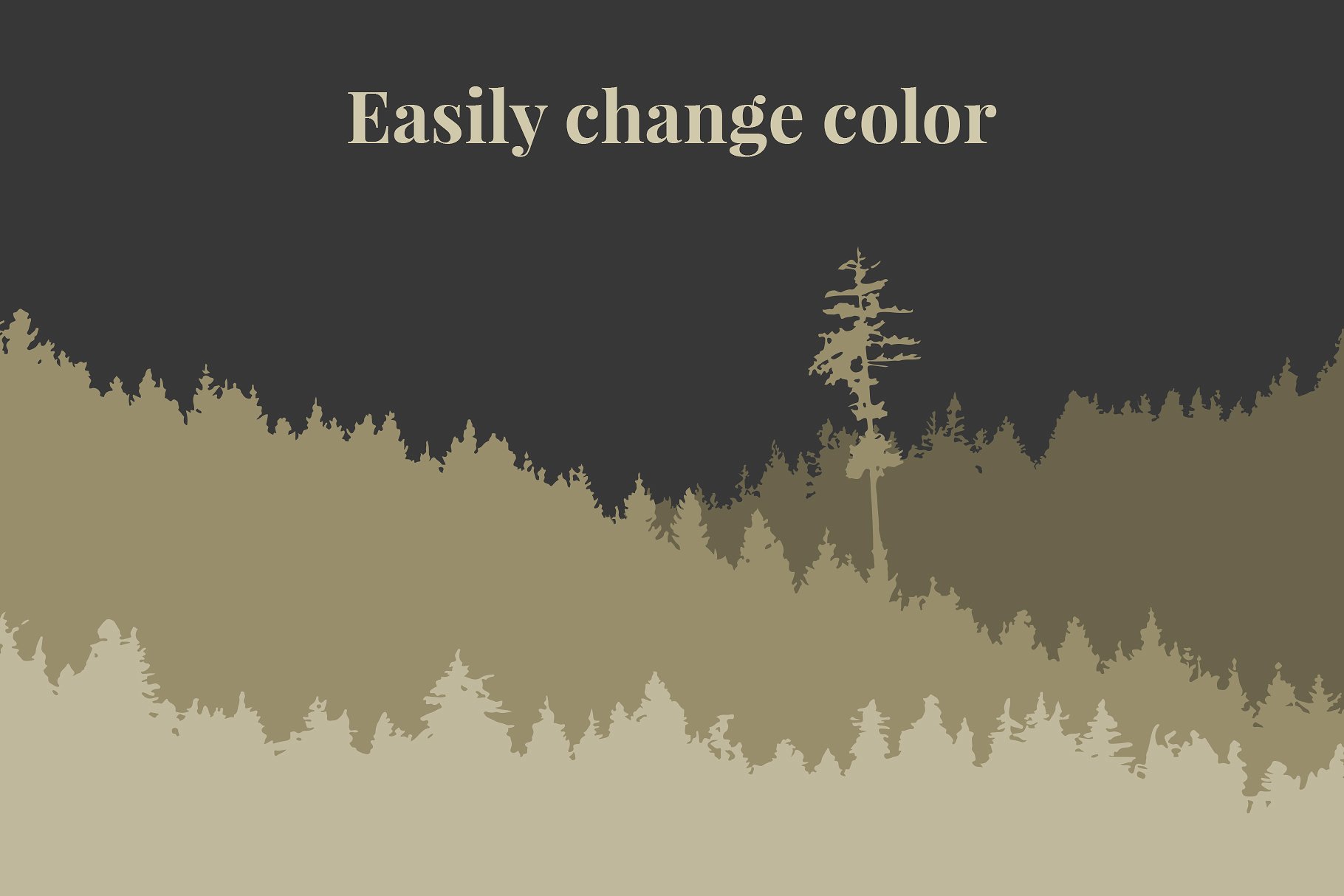 矢量森林树木线条轮廓插画 Vector Tree Line Silhouettes插图(2)