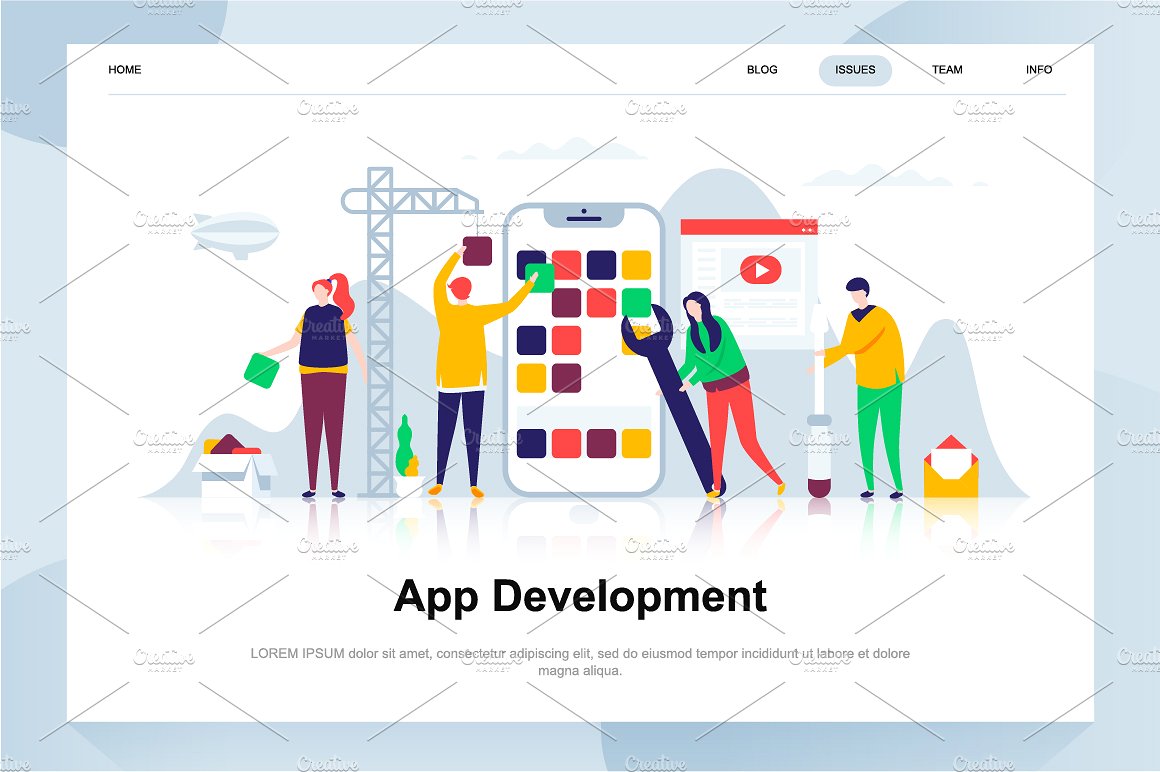 现代化扁平设计理念Web仪表盘登录页面模板 Landing Page Templates插图(4)
