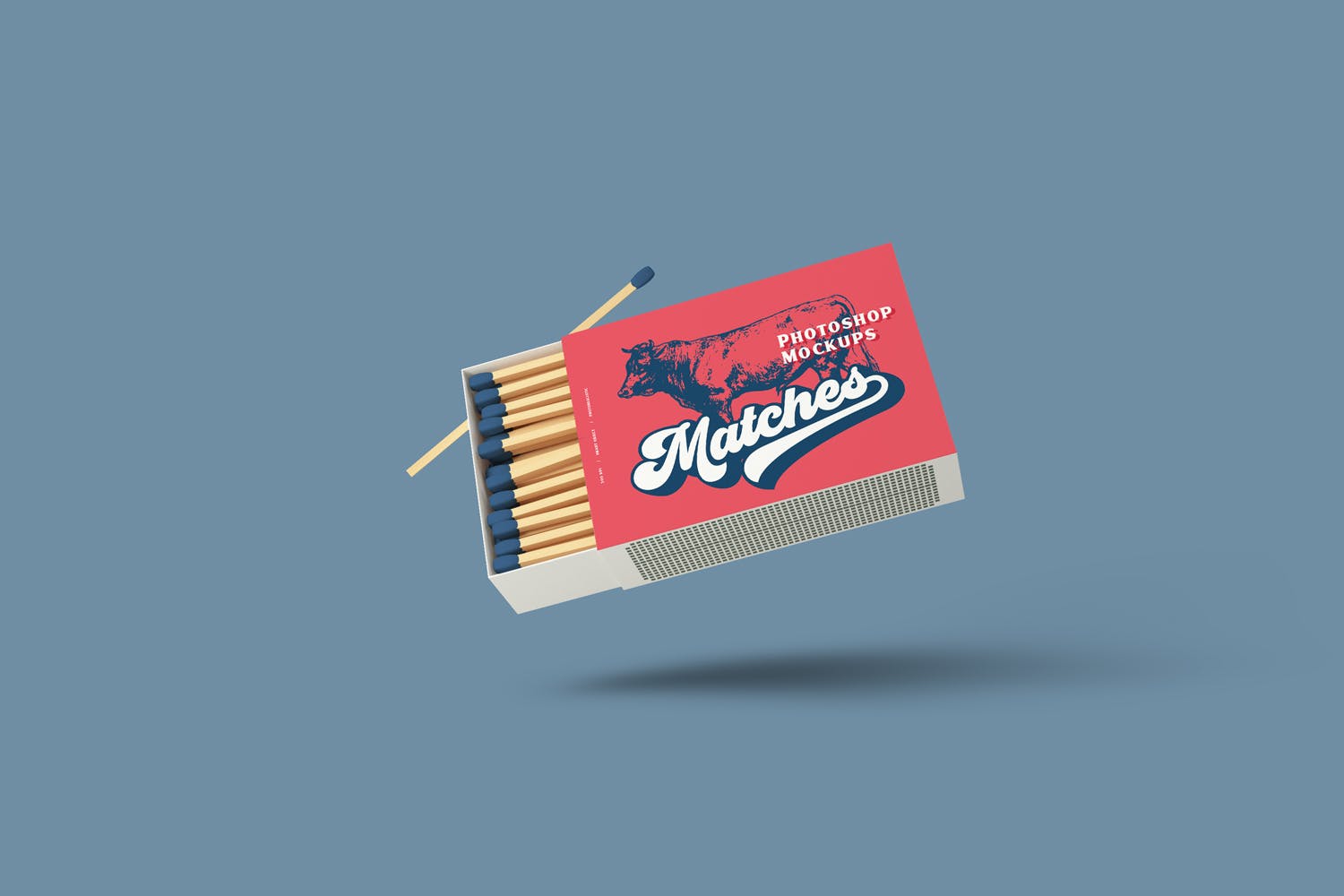 复古火柴盒外观设计样机模板 Matches Box Mockups插图(2)