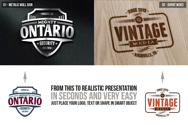多应用场景复古品牌Logo设计样机模板 Photorealistic Logo Mock-Ups Vol.2插图(1)