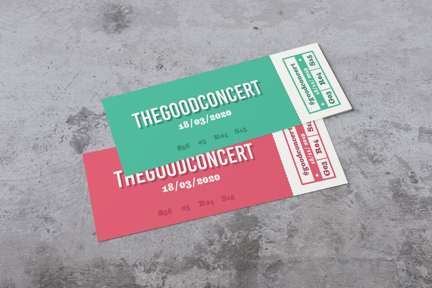 简约风格门票设计效果图PSD样机素材库精选模板 Ticket Photoshop Mockups插图(1)