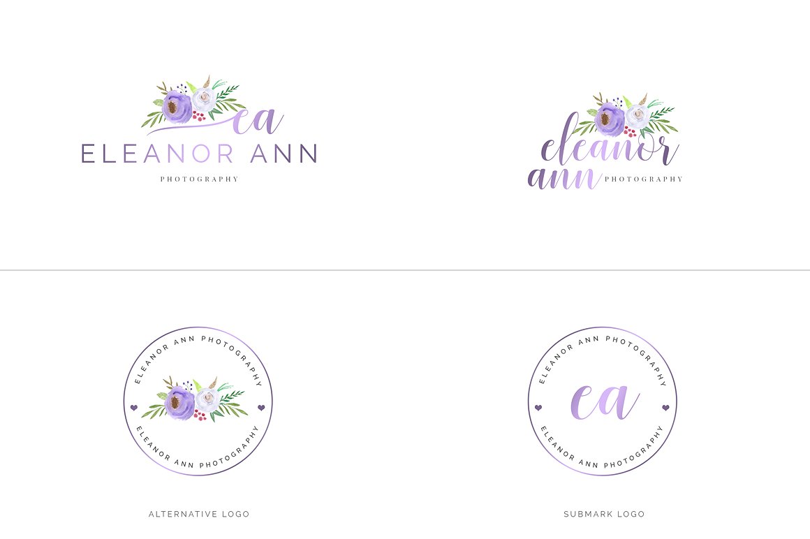 超级水彩风 Logo 设计素材包 Watercolor Premade Branding Logo Kit [模板、纹理&元素]插图(33)