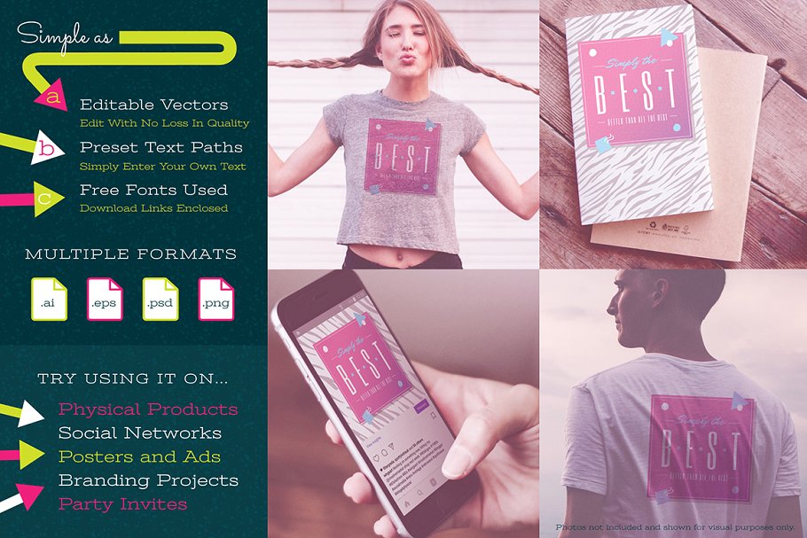 复刻80年代设计风格Logo模板 Editable 80s Inspired Logo Template插图(1)