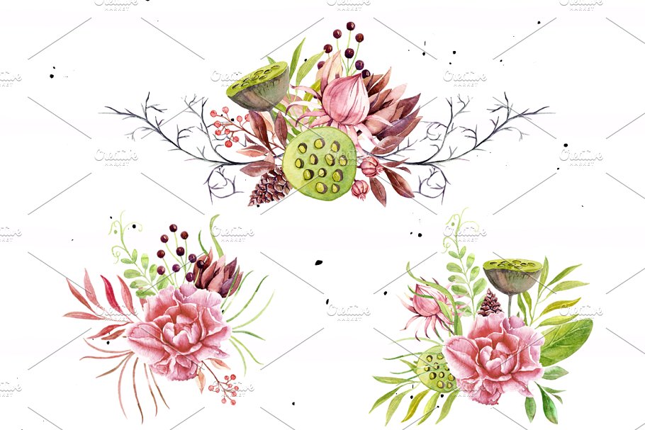 神秘秋天水彩剪贴画合集 Watercolor Mysterious Autumn插图(6)