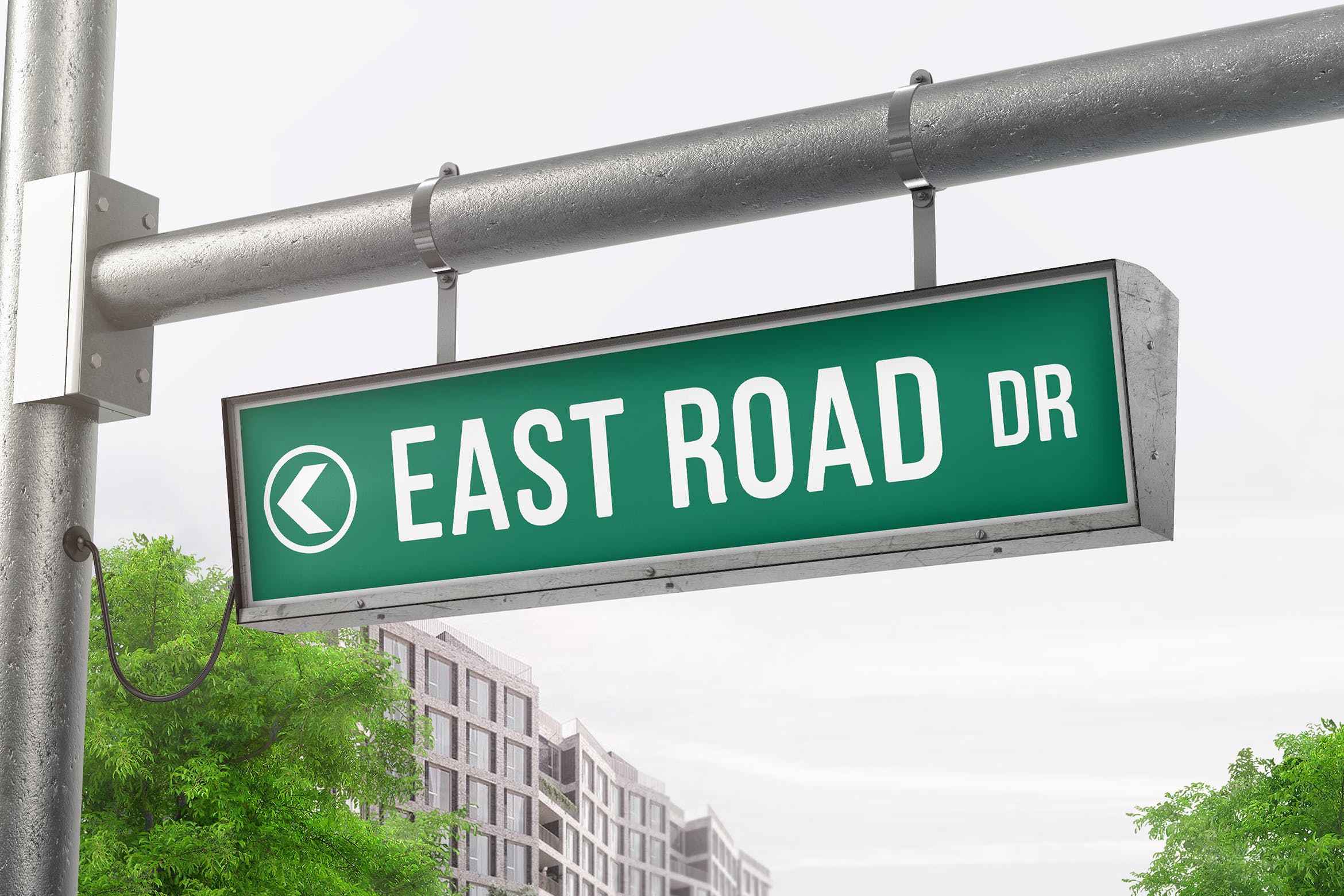 街道悬挂标志设计效果图样机素材库精选 Hanging Street Sign Mockup插图