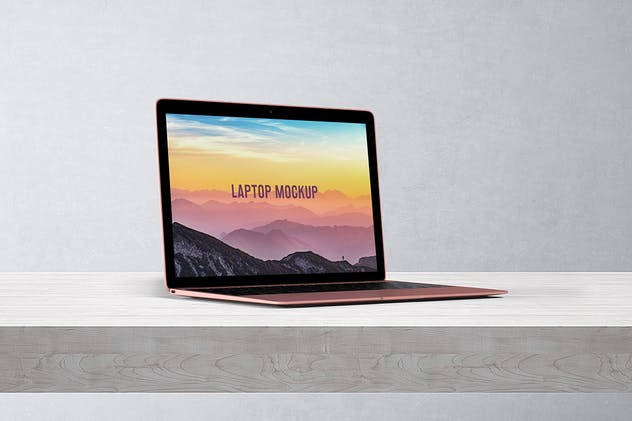 玫瑰金笔记本电脑屏幕预览素材库精选样机模板 14×9 Laptop Screen Mock-Up – Rose Gold插图(6)
