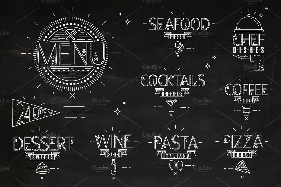 复古扁平风格酒水菜单海报模板 Flat Menu vintage插图(1)