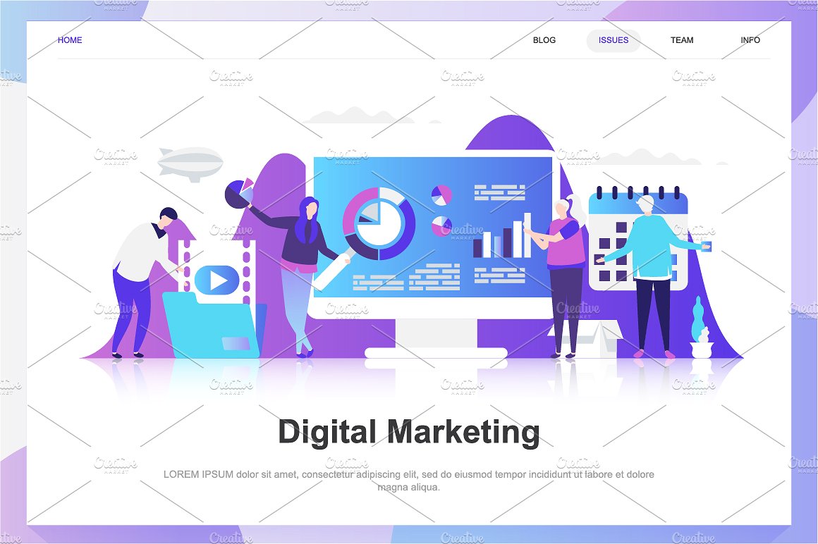 现代化平面设计理念Web仪表板登录页面模板 Landing Page Templates插图(19)