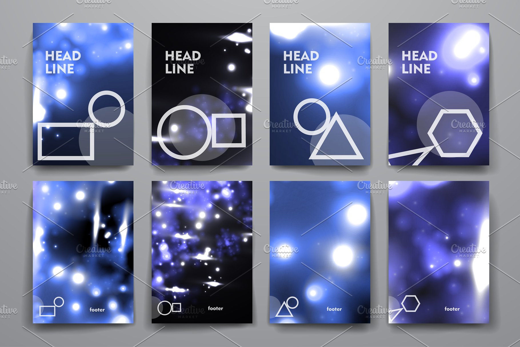 荧光斑驳光点背景画册模板 Set of Abstract Brochures插图(11)