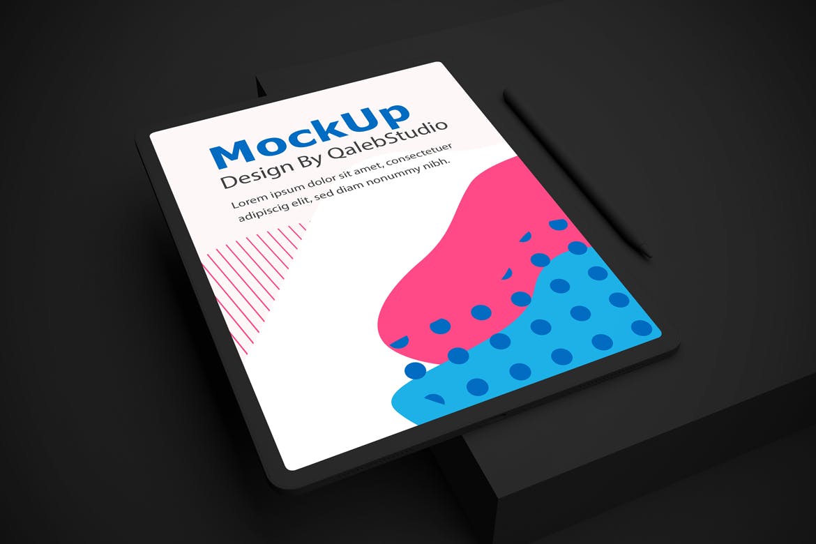 酷黑背景iPad平板电脑UI设计屏幕预览素材库精选样机模板 Dark iPad Pro V.2 Mockup插图(3)