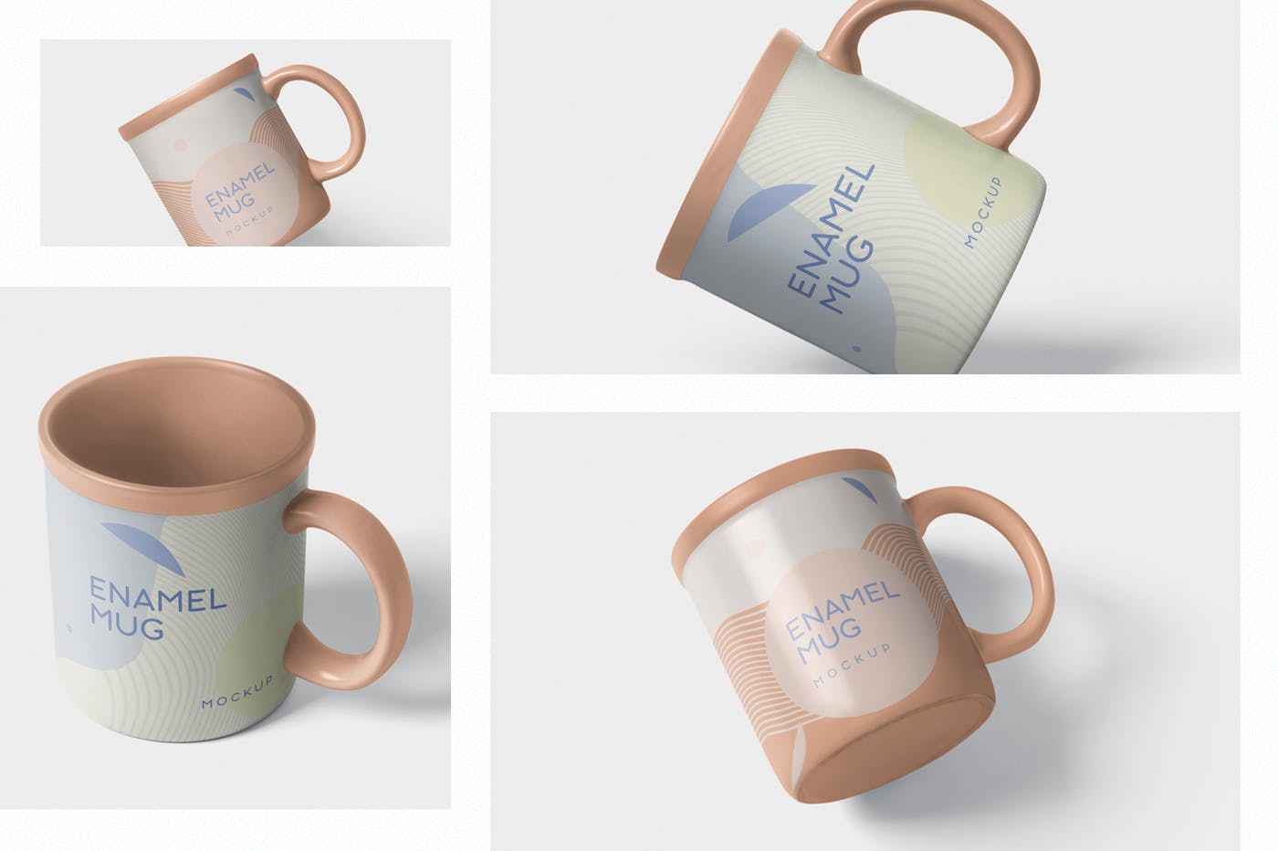 带把手圆形搪瓷杯马克杯图案设计素材库精选 Round Enamel Mug Mockup With Handle插图(1)