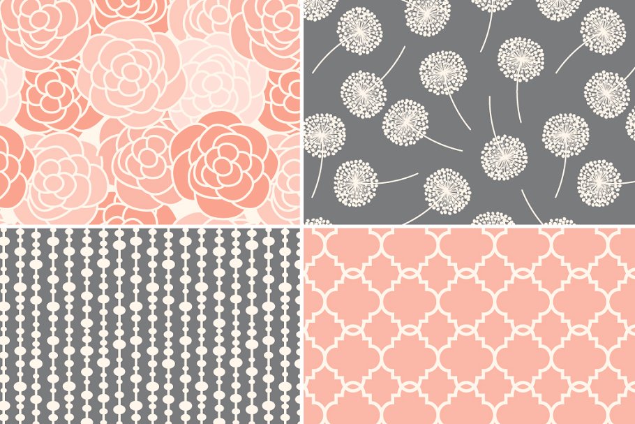 古典花卉&几何图案纹理 Vintage Floral & Geometric Patterns插图(4)