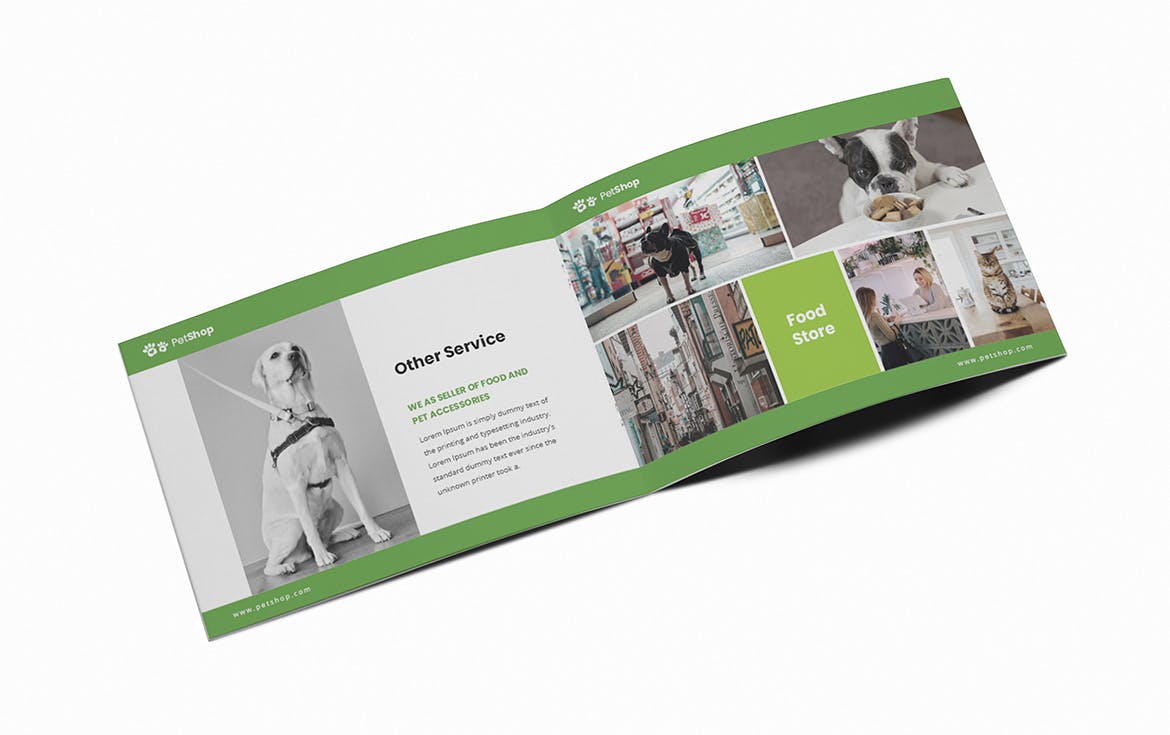 宠物店/宠物医院A5宣传册设计模板 Pet Shop A5 Brochure Template插图(4)