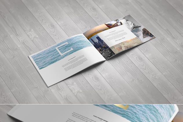 简约A4风景杂志宣传册样机 A4 Landscape Brochure Mock-Up插图(1)