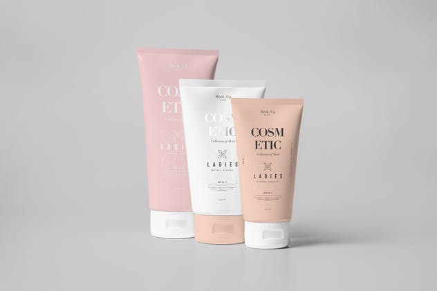 美容化妆品软管&包装盒样机模板 Cosmetic Tube & Box Mock-up插图(1)