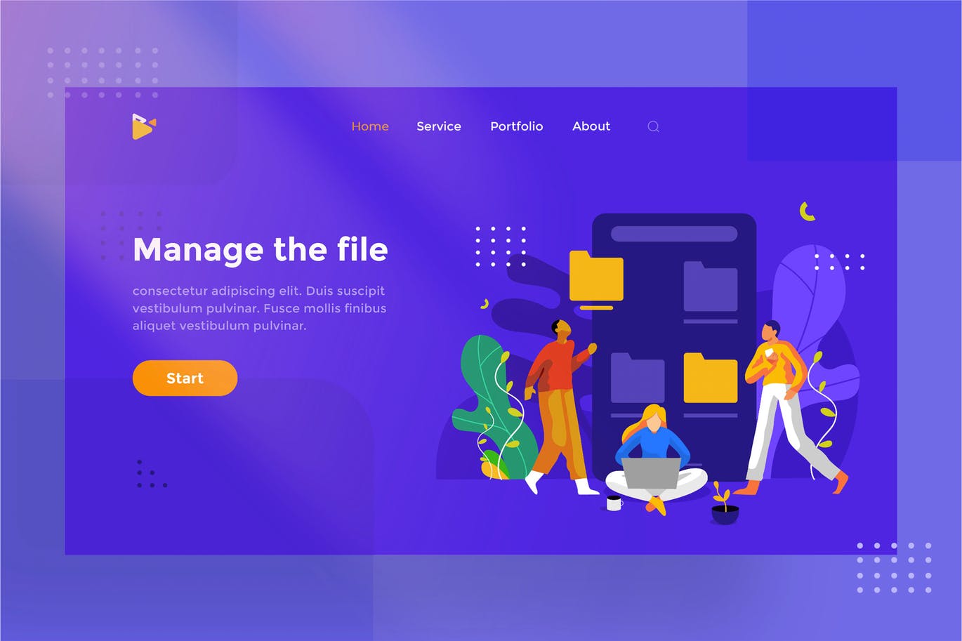 文件&文件夹管理主题网站设计素材库精选概念插画素材 Manage the file and folder illustration 1.4插图